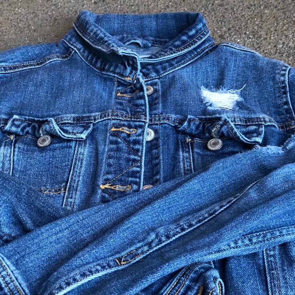 MOSSIMO SUPPLY CO denim distressed jacket